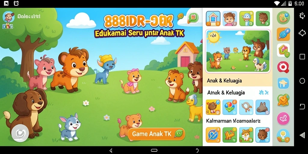 Tampilan antarmuka permainan edukasi untuk anak-anak.