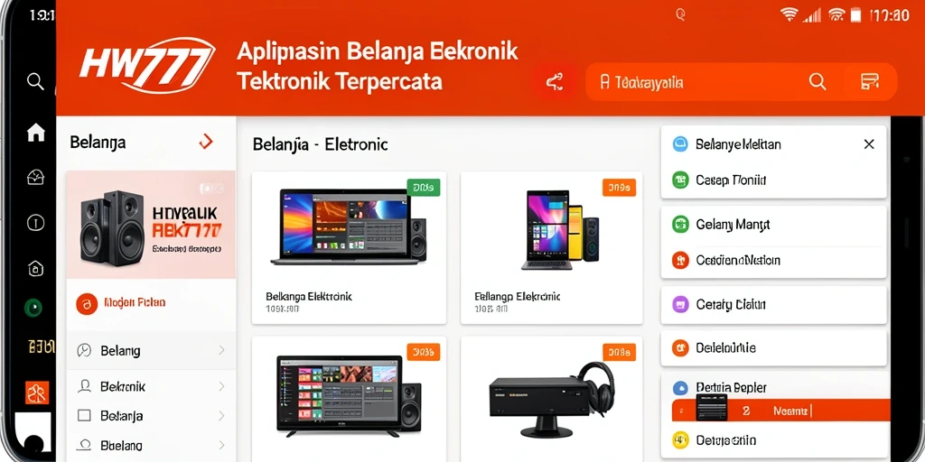 Antarmuka HW777 yang modern dan mudah digunakan untuk belanja elektronik.
