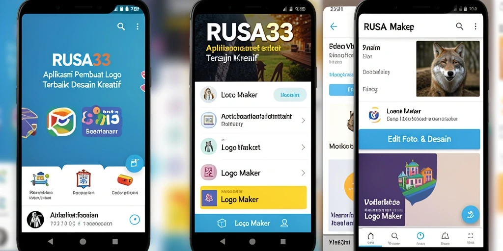 Tampilan antarmuka aplikasi RUSA33 saat membuat logo yang kreatif.
