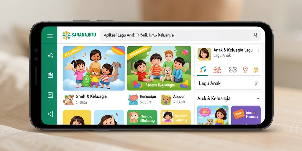 Antarmuka ramah anak dengan lagu-lagu ceria.