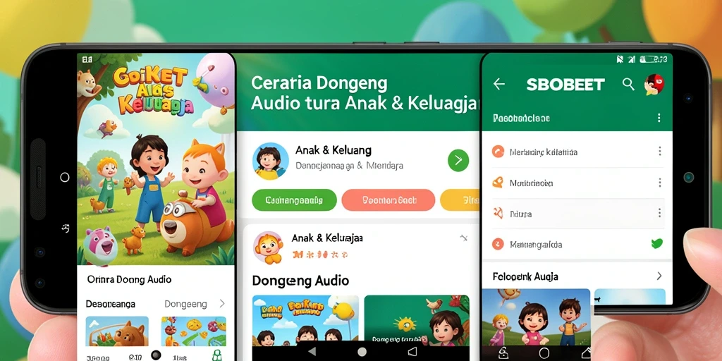 Tampilan antarmuka SBOBET dengan berbagai pilihan dongeng audio.