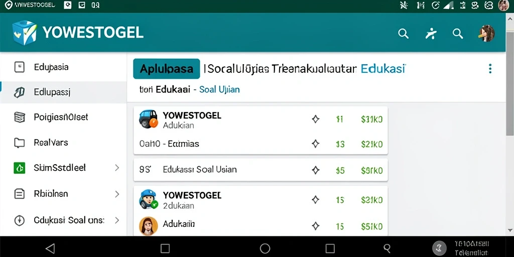 Tampilan antarmuka pengguna aplikasi Soal Ujian YOWESTOGEL.